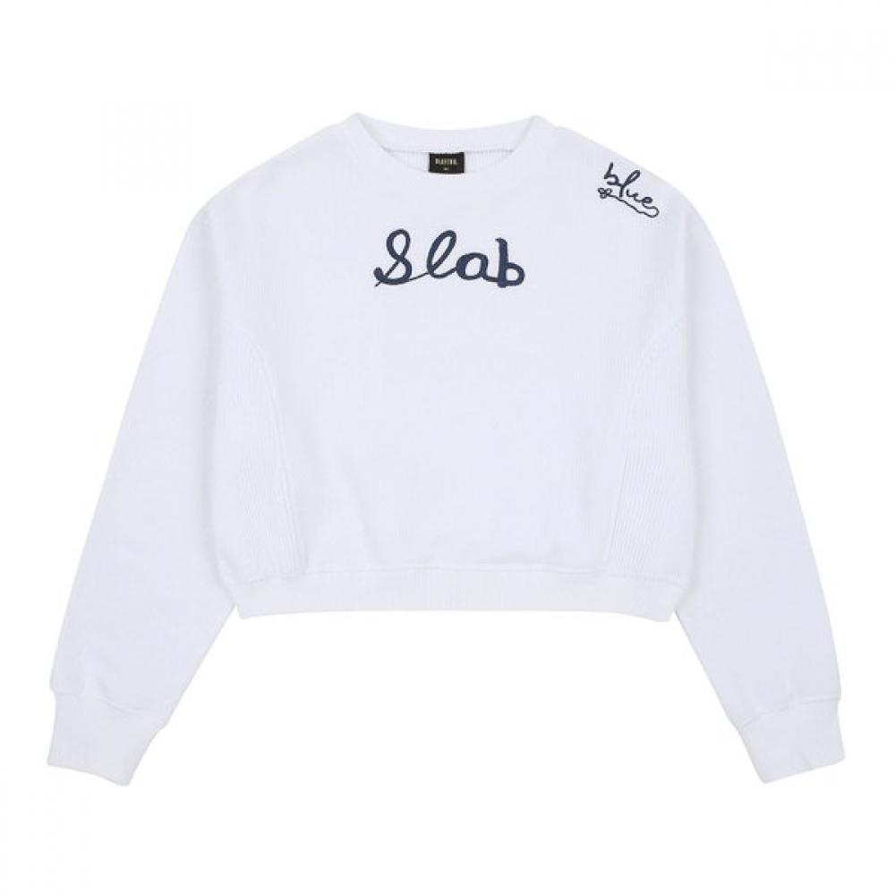 Bluetail Unisex Line Cut White Crop Sweatshirt Aza2ts02wt