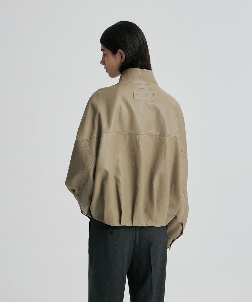 RE RHEE Leather Blouson Jacket Hazelnuts