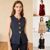 Women's Blazer Vest Dressy Business Sleeveless Suit Vest Casual Button Down Office Work Waistcoat Top