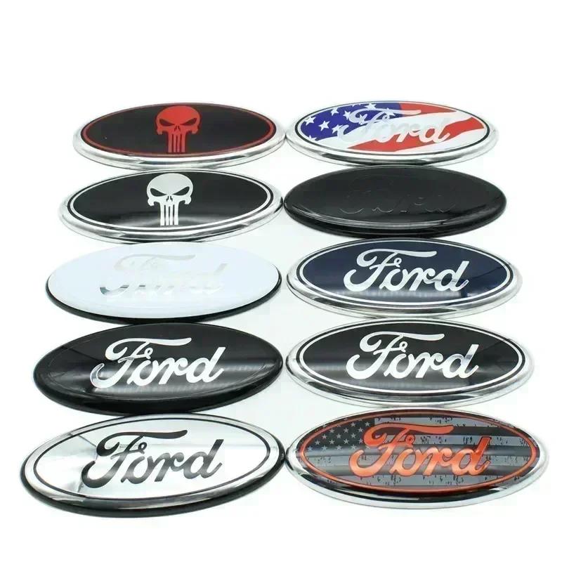 AKD1 7/9 Inch Car Front Grille Badge Trunk Cover Sticker Decal For Ford Logo Fiesta ST Fusion Explorer Escape Shelby Edge Kuga MK6