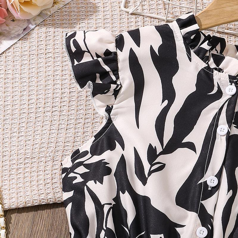 Милое платье для девочек, летнее детское модное платье с принтом и рукавами-крылышками