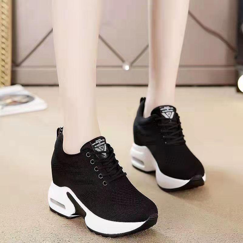 Women's Height-Boosting Breathable Mesh Sneakers - Versatile Spring/Summer Thick-Soled Korean Style 2023