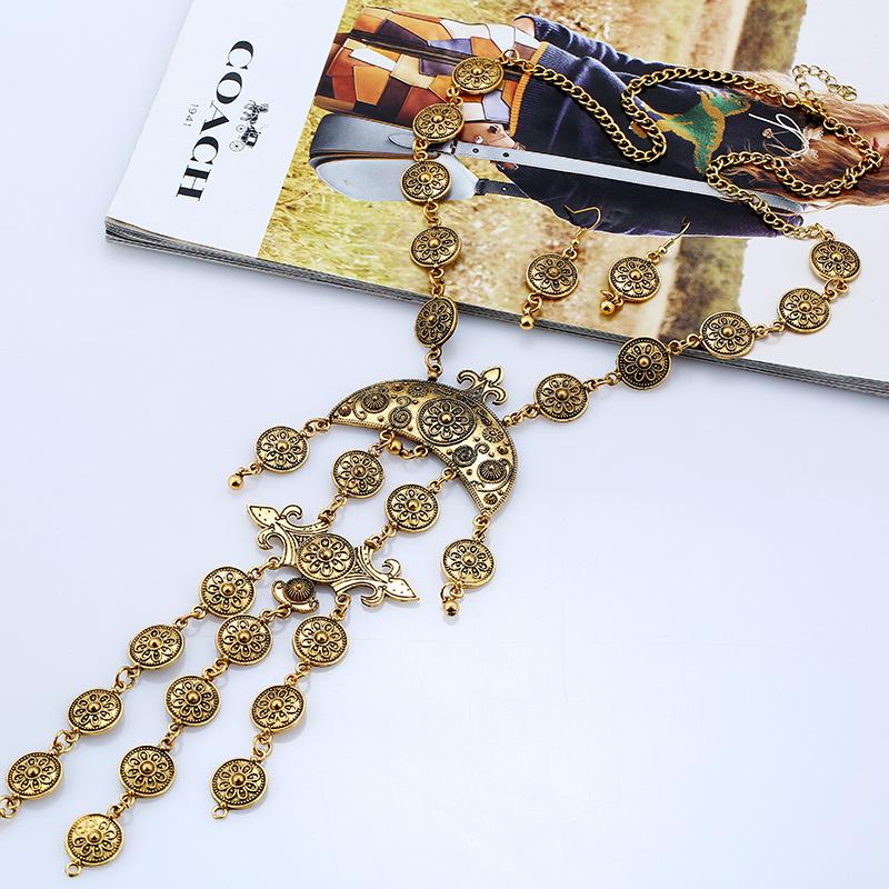 Роскошный темпераментный узор монета с бахромой набор ожерелий