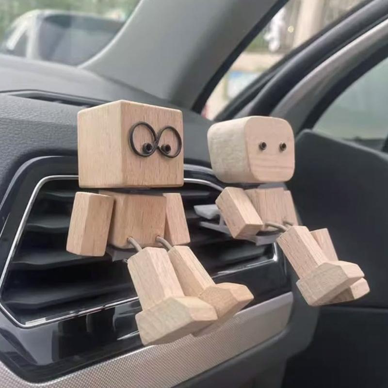 Shaking Feet Wooden Man Figurine Car Interior Small Desktop Ornaments Funny Wood Leg-swinging Figurine Gifts for Home