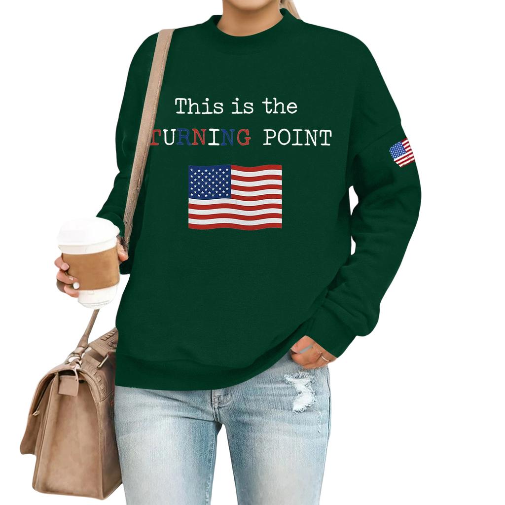 Women's Casual Fashion Round Neck Long Sleeve  Printed Sweatshirt