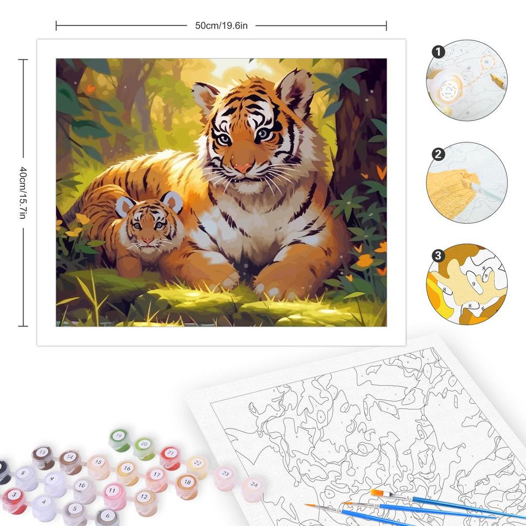Рамка для рисования по номерам для взрослых, наборы с изображением тигра и животных, картина по номерам для начинающих, украшение для дома 40x50 см