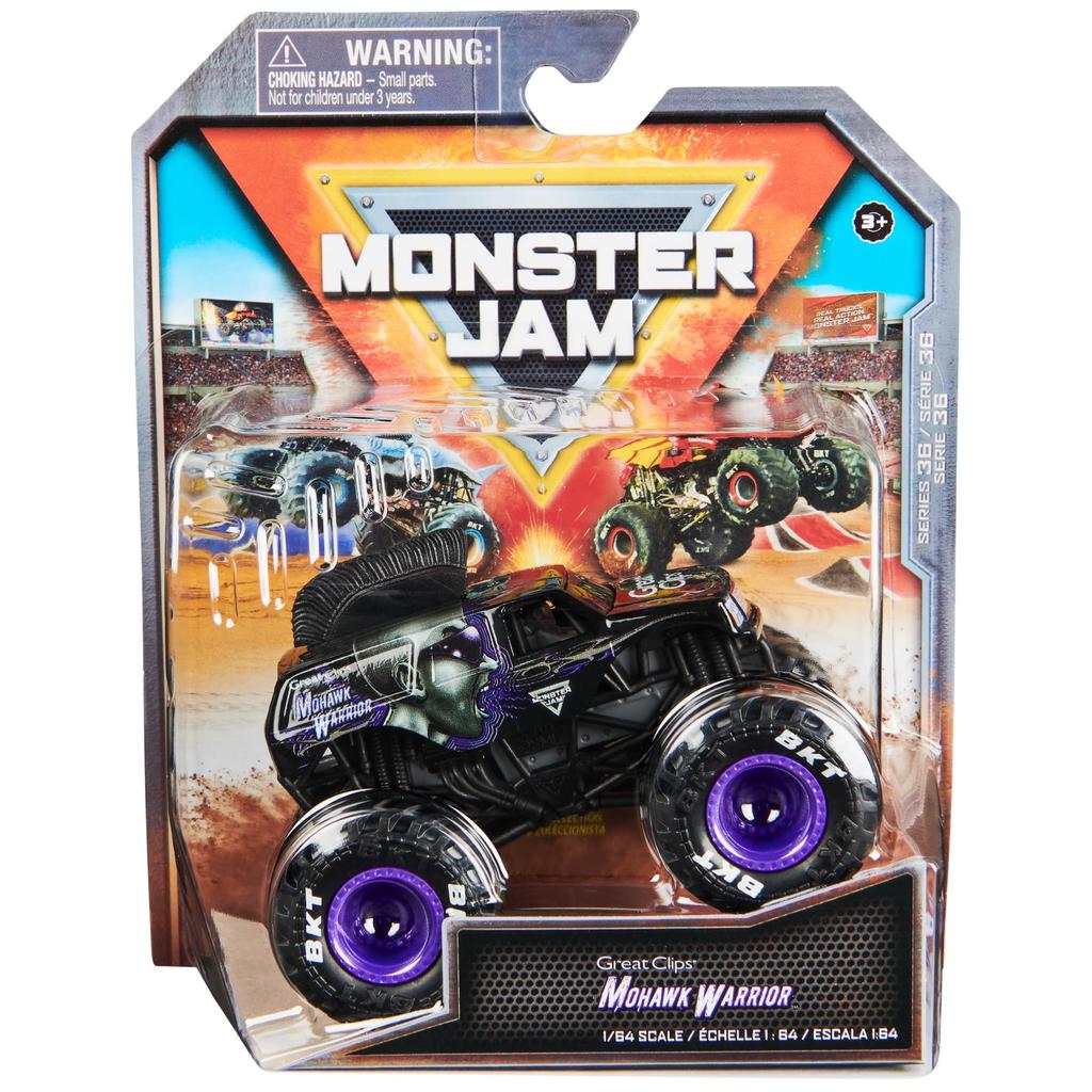 Monster Jam, Official Mohawk Warrior Monster Truck, Die-Cast Vehicle, 1:64 Scale, Kids Toy, for Boys Ages 3 and Up