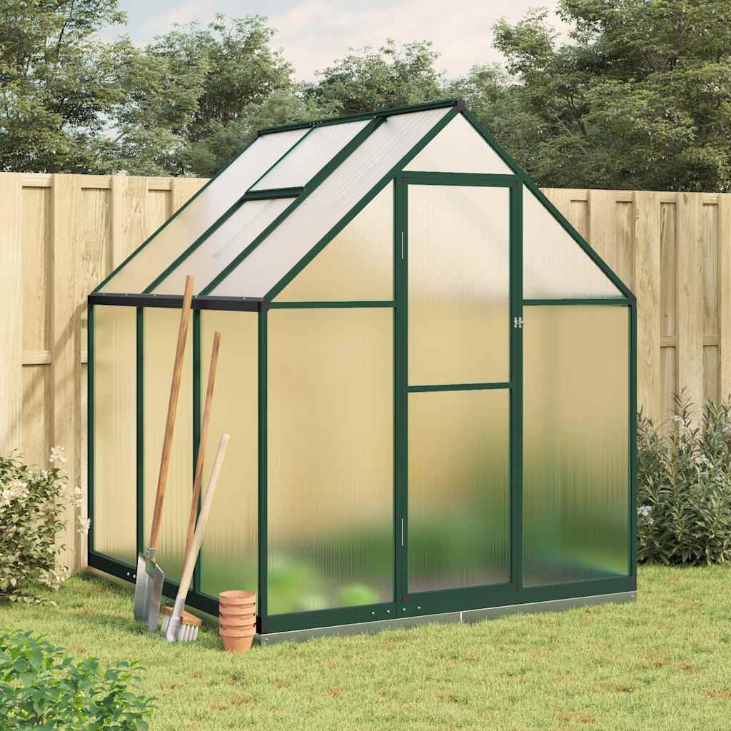 Green Greenhouse with Foundation Frame Green 169 x 169 x 202 cm Aluminum