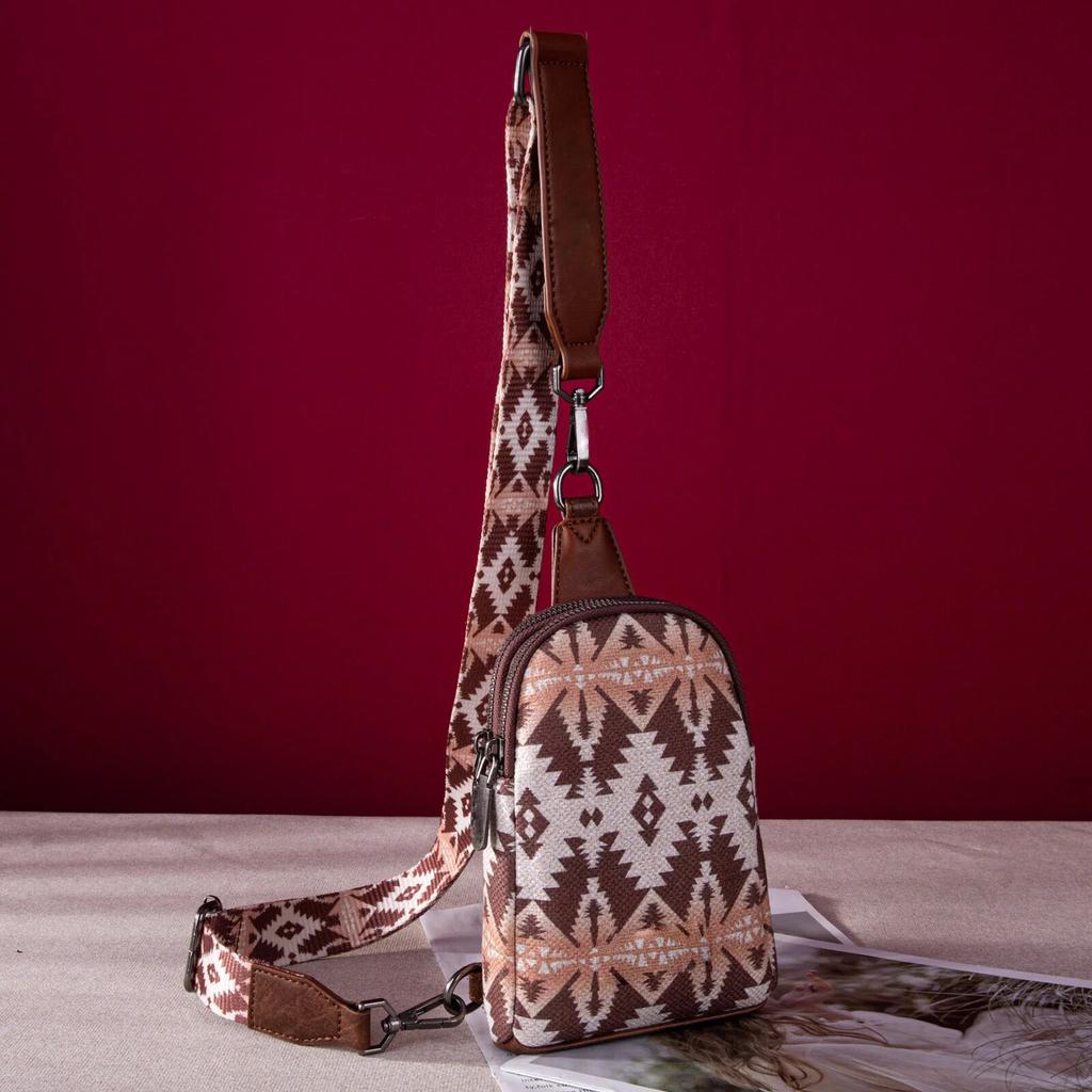 Винтажная богемная женская сумка-клатч с принтом на холсте, сумка через плечо на груди