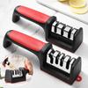 Kitchen Cutter Sharpener with 3/4 Grooves Tungsten Steel Sharpener with Plastic Handle Multifunctional Manual Grinder for Scissors Cutter Sharpening