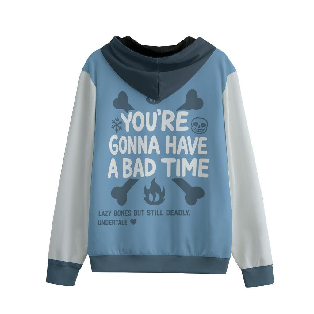 Худи на молнии Кавайный Санс из Undertale, в том же стиле, что и в игре, COS-вдохновленная, пастельная, аниме-стритвир для осени/зимы, повседневные топы с длинным рукавом