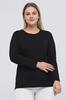 Женская стильная футболка большого размера, удобная футболка больших размеров с круглым воротником и длинным рукавом, черная