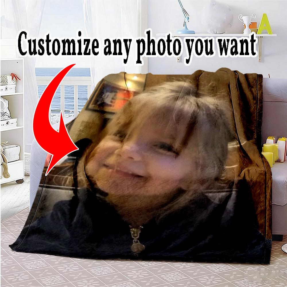 Customize Photo Customize image Blanket Cozy Customizable Blanket Comfortable Throw For Office Sofa Nap Seaside Four Seasons Universal
