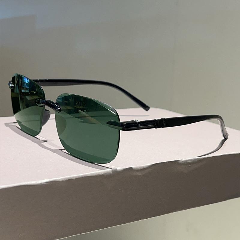 New Square Frameless Sunglasses for Driving Fishing Trendy Fashionable Anti Glare UV Protection