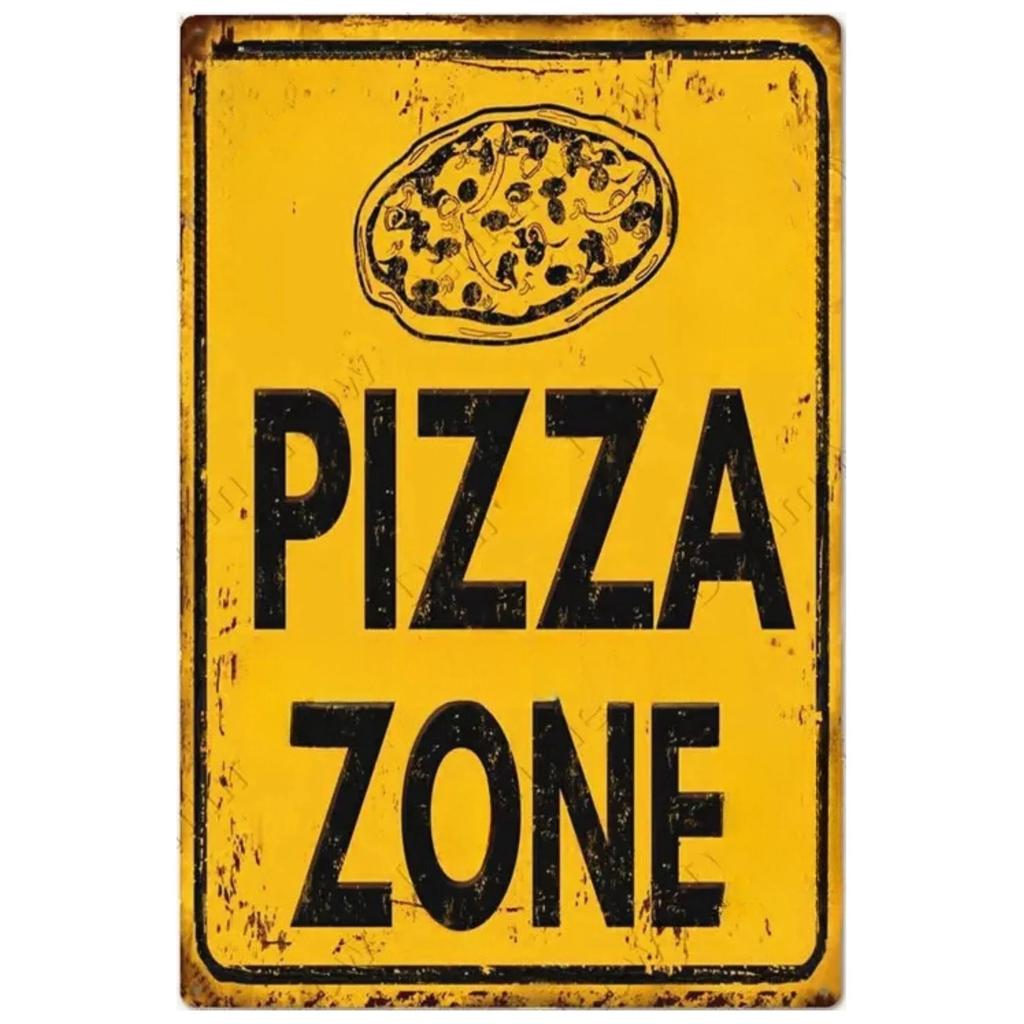 Vintage Pizza Zone Plaque Great Food Metal Sign Pub Bar Home Decoration Best Homemade Poster Italian Pizza Wall Art Plate