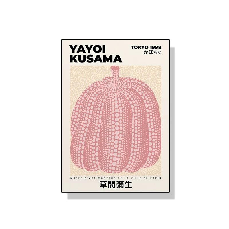 Yayoi Kusama Art Exhibition Pumpkin Flower Wall Art Poster Prints Abstract Canvas Painting Picture for Modern Room Home Decor