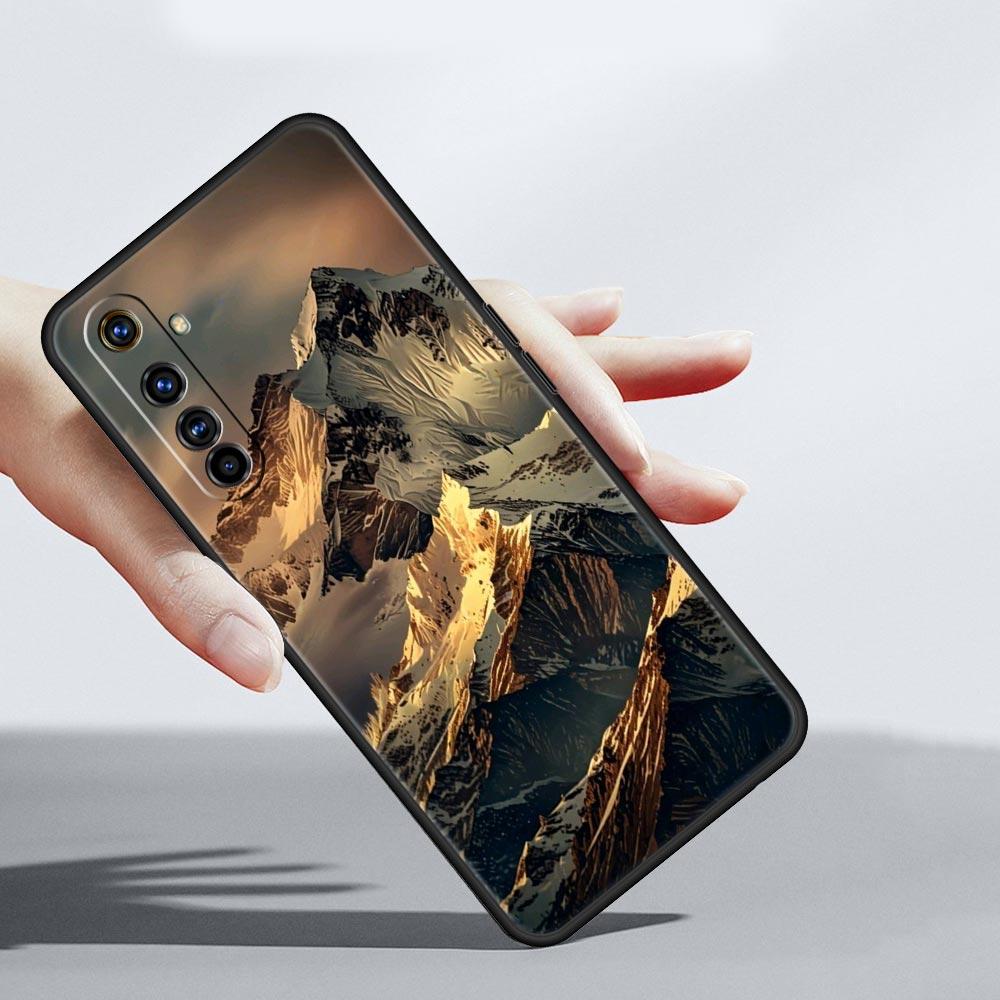 Черный Чехол Горная Вершина Для Realme C67 C63 C55 C53 C35 C25 C21 GT 2 3 5 6 10 11 12 13 Pro Plus 5G Мягкий ТПУ Чехол Для Телефона Fundas