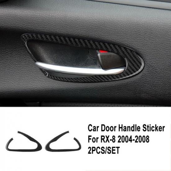 2Pcs Carbon Fiber Interior Door Handle Panel Cover Trim For Mazda RX-8 2004-2008