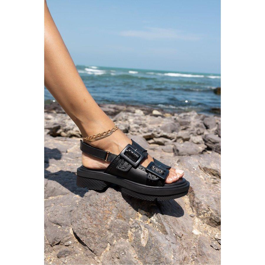 Женские сандалии из натуральной кожи на толстой подошве