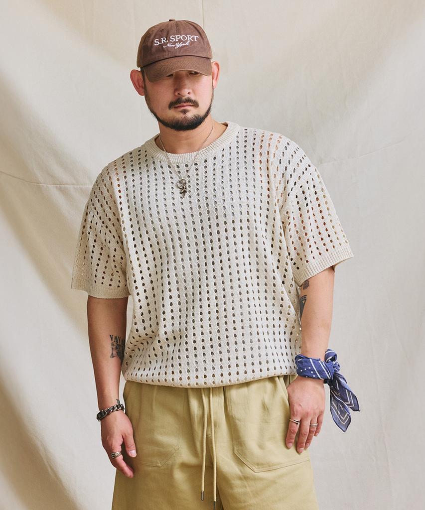 RUGGED HOUSE Linen Breeze Mesh Knit Beige