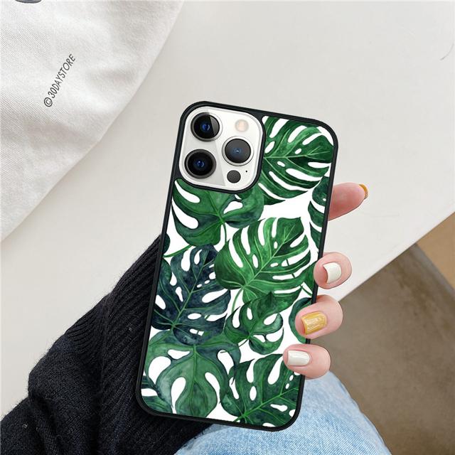 Monstera Flower Tropical Green Leaves Phone Case Cover for iPhone 17 Air 16 15 14 13 11 12 Pro Max PlusS Coque