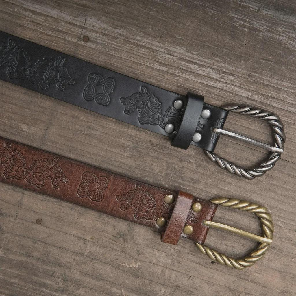 Рельефный пояс викинга Фенрира - средневековый ретро-реквизит для косплея рыцаря