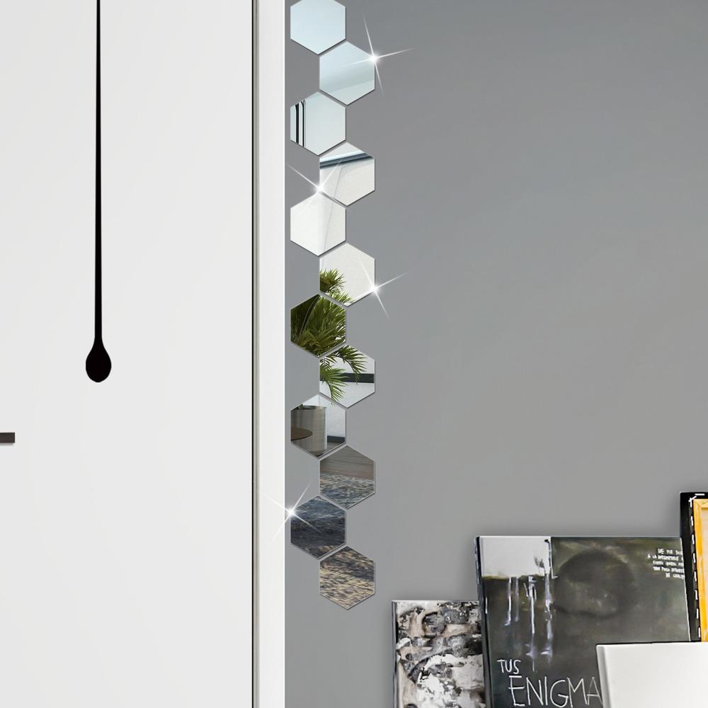 12pcs with Protective Film Acrylic Mirror Decal Acrylic Self-adhesive Mirror Tile Kitchen