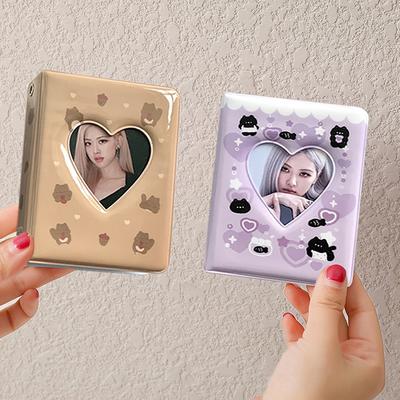 Держатель для K-pop фотокарточек 3 дюйма, мини-альбом с полым сердцем, коллекционная книга для карточек айдолов, защитный чехол для фото в корейском стиле