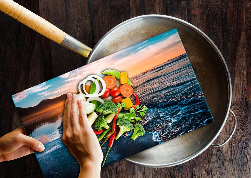 GLASS PLATE CUTTING BOARD 52x30 SEA