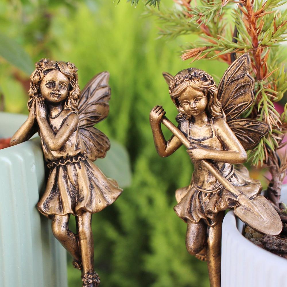 Имитация медного цветка Фея Статуэтка Набор Мультяшная Фея Подвесные Украшения Гостиная Спальня