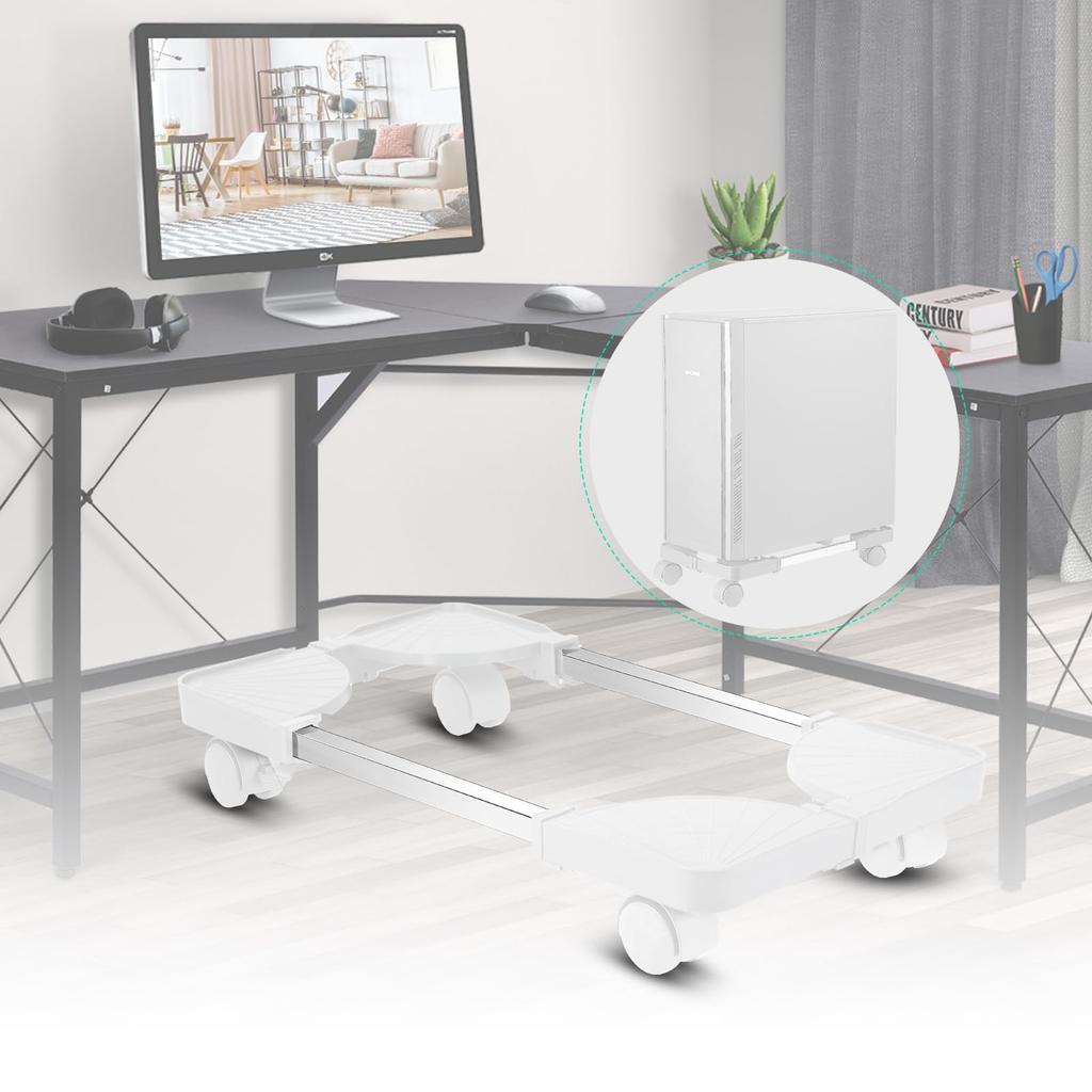 RAYLOVE CPU Adjustable Removable Computer Mainframe Storage Rack with 4 Caster Wheels Suitable for PC Desktop Easy To Replace Cables and Clean Dust