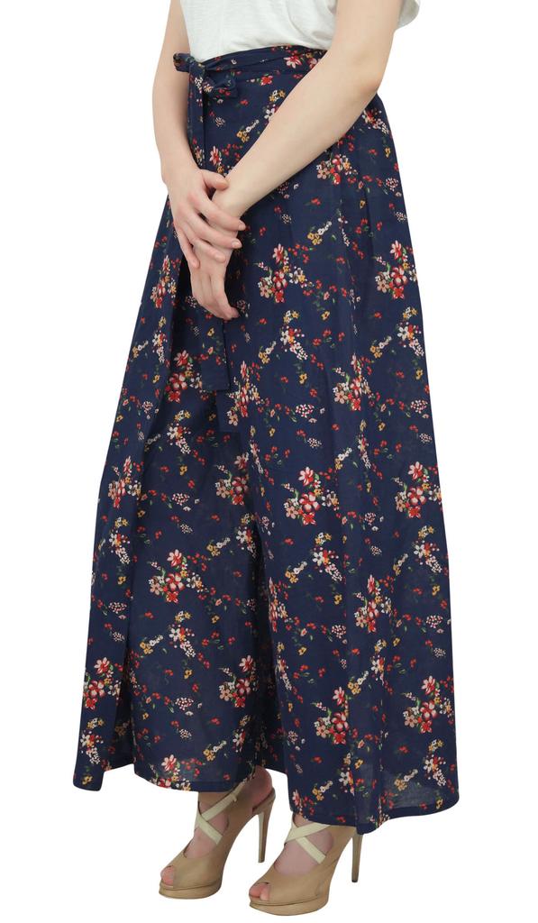 Phagun Женские хлопковые кюлоты, дизайнерские синие брюки-палаццо с эластичной талией-L