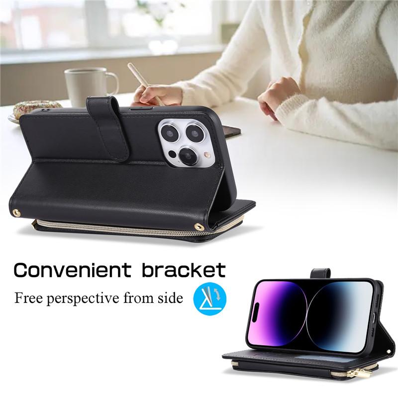 Кожаный чехол-бумажник на ремешке с молнией для телефона XiaoMi 12T 11T POCO X3 NFC F3 RedMi Note 10S 11 12 для Google Pixel 8 Pro 7A 7 6A 6, откидная крышка с веревкой на запястье