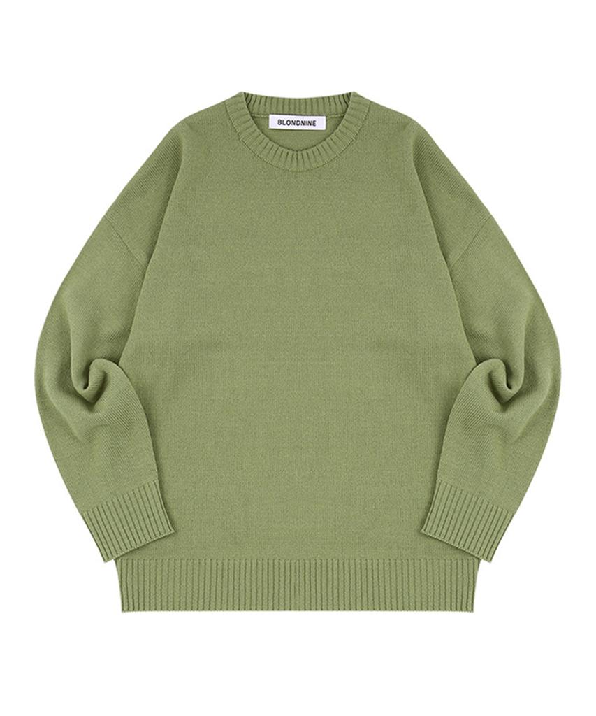 BLOND9 Round Knit Sweater_Olive