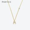 925 Sterling Silver Alphabet Monogram Letter Charm Initial Pendant Luxury Long Chain Necklace