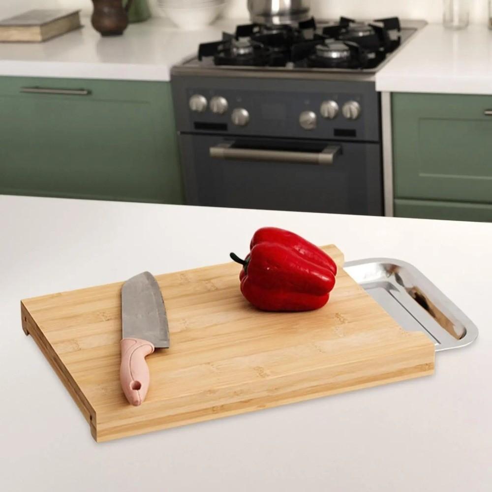 Thickened Wooden Cutting Board with Drawers Non-Slip Cheese Board Eco-Friendly Multi-Functional Bread Cutting Board
