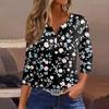 Women's T Shirt Print Button 3/4 Sleeve Daily Weekend Fashion Basic V- Neck Regular Top