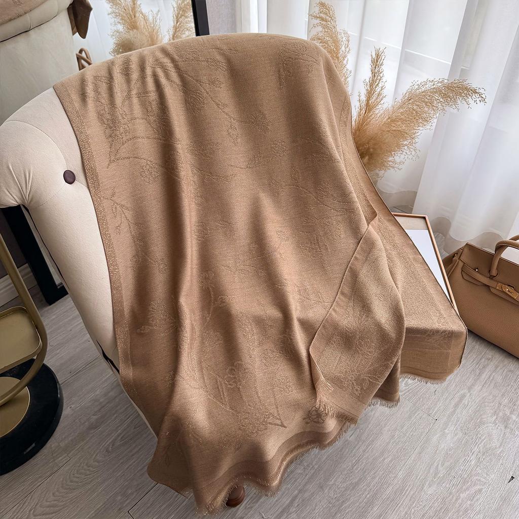 Gold Thread Scarf Women'S Autumn High-End Feeling Small Floral Japanese Silk Scarf Soft Thin Shawl Headscarf