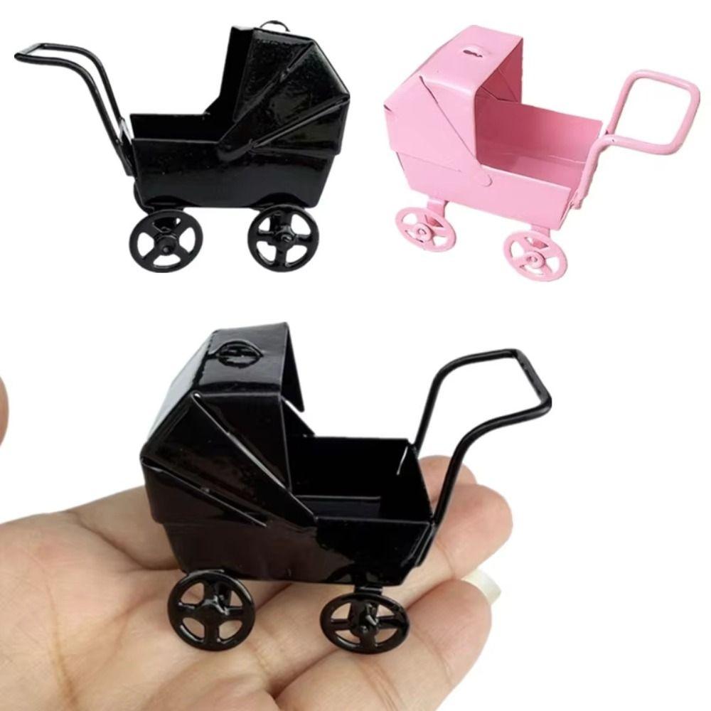 Wrought Iron Mini Bassinet Stroller Realistic Doll Pram Toys Baby Stroller Model Kids Pretend Play