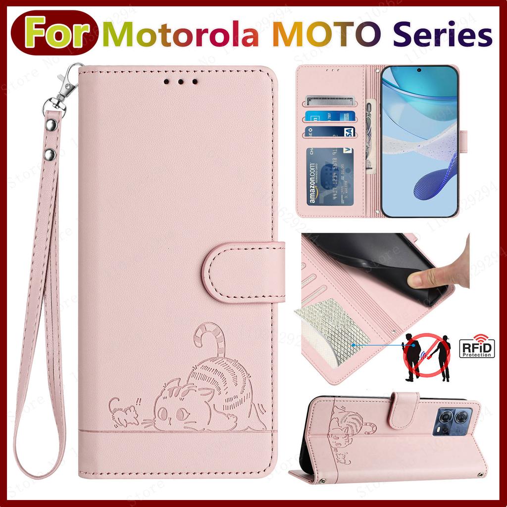 Кожаный чехол-кошелек для Motorola Moto G72, G53, G13, G23, G73, G14, G54, G84, G04, G24, G34