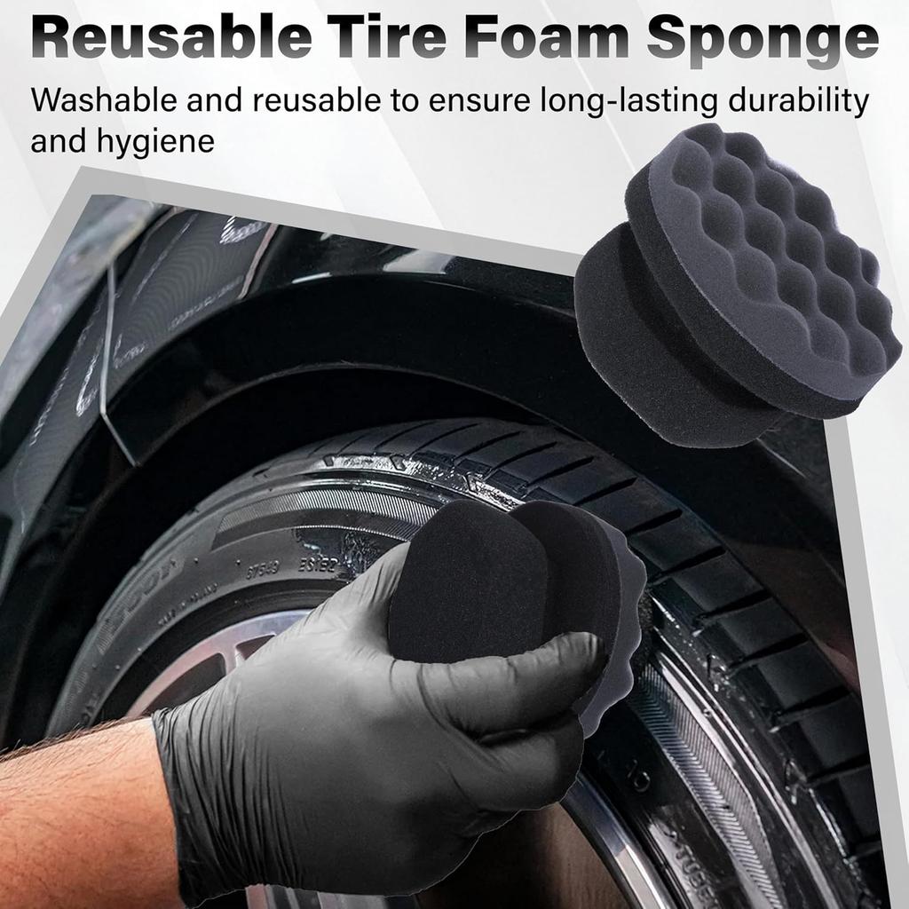 2 PCS Tire Shine Applicator Pad, Hex Grip Tire Dressing Applicator, Reusable Tire Foam Sponge, Tire Shine Brush, Car Detailing Sponge For Rubber