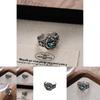 Elegant Geometric Style Open Ring For Women Vintage Punk Hollow Zircon Jewelry Piece