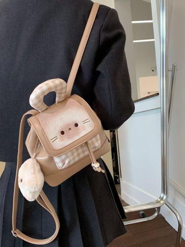 Adorable Anime Cat Pu Backpack With Padded Interior For Casual Daytrip And Study