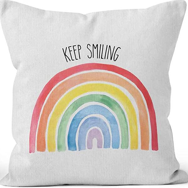 Modern Minimalist INS Rainbow Pillowcase Fresh Printed Linen Cushion Pillowcase Living Room Sofa