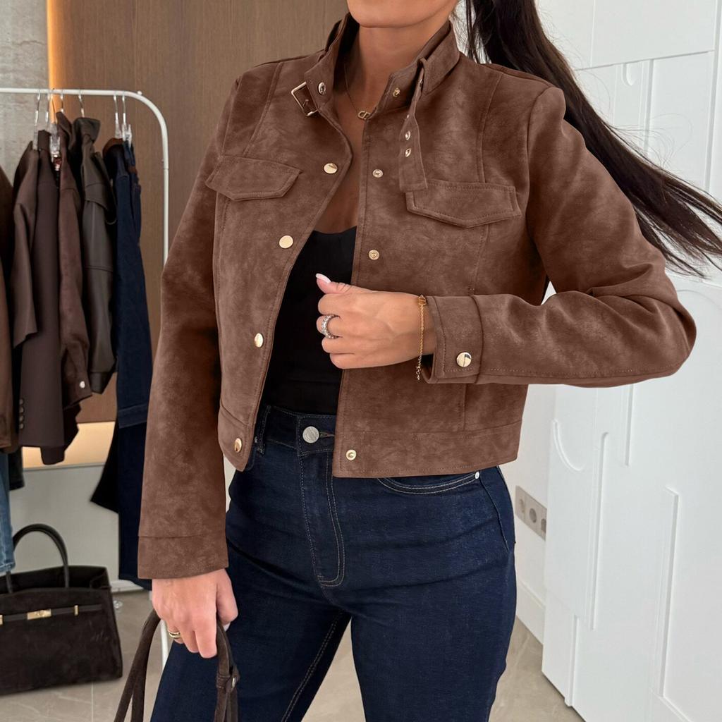 Женская мода однотонные топы куртка с длинным рукавом на молнии пальто