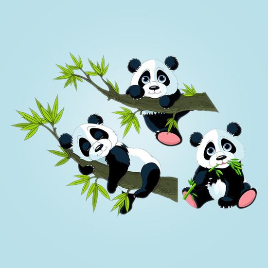 Наклейка на стену декоративная мультяшная милая бамбуковая панда настенная наклейка DIY Home