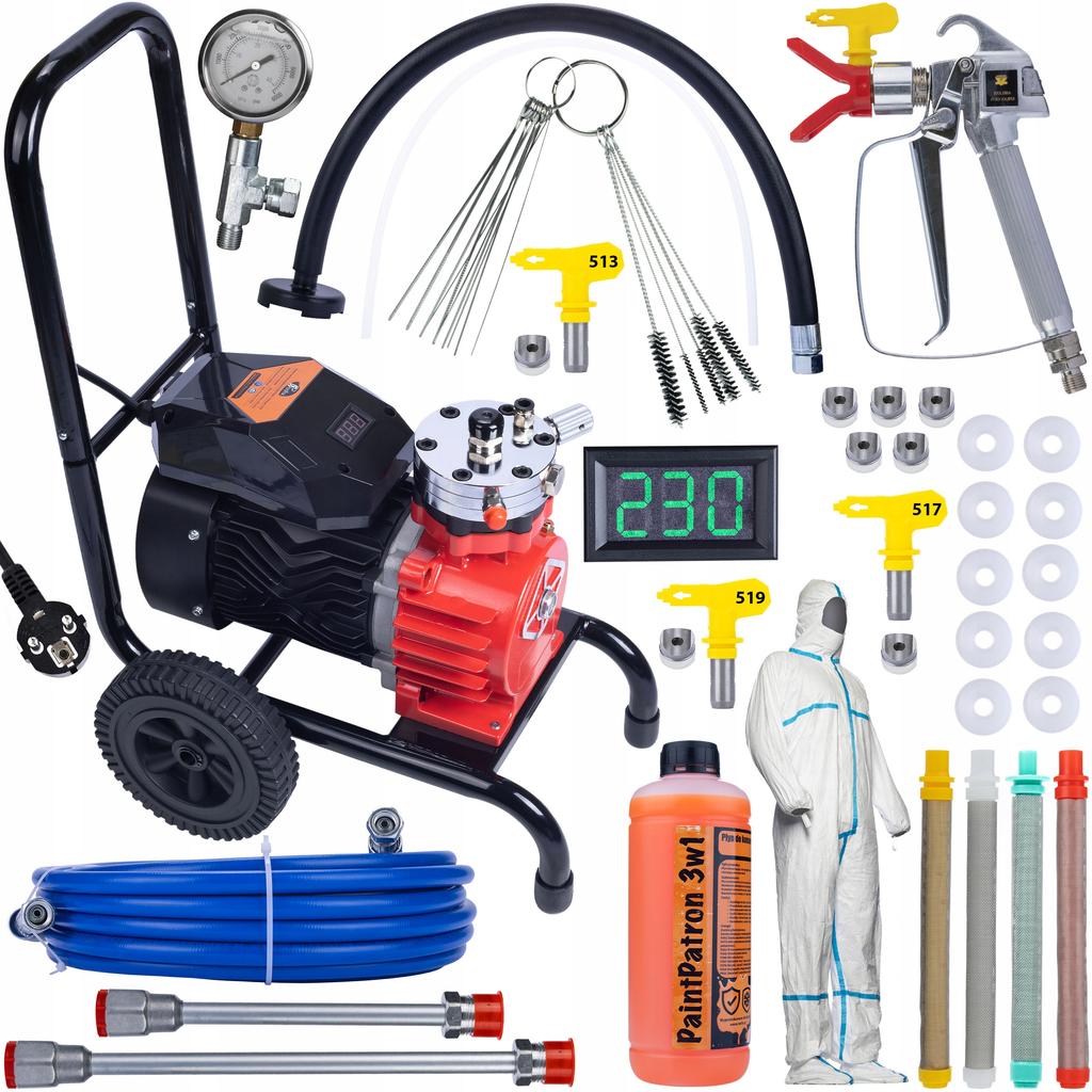 Rosfix Mega Zestaw Agregat Malarski Red Strong Storm 1100 RSS05 – Wydajność 3500W | Ciśnienie 22MPA | Zestaw Z Akcesoriami