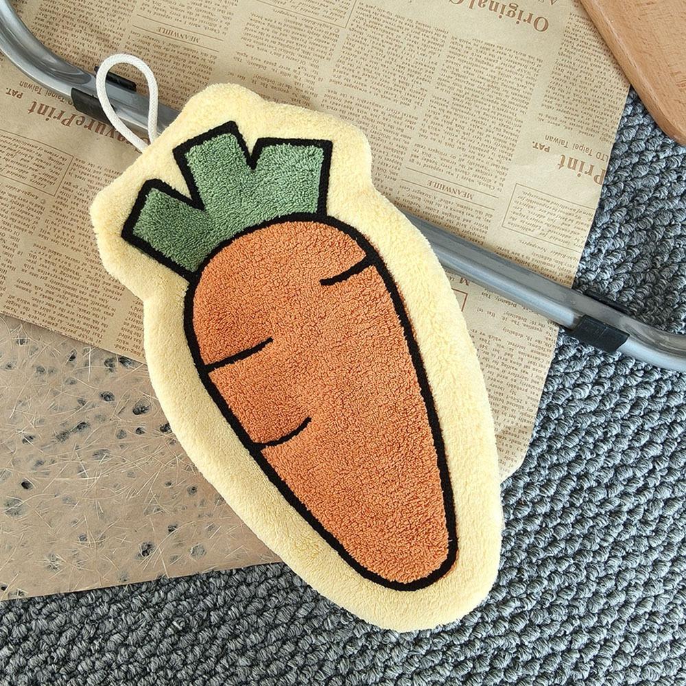 Carrot Hand Towels Vegetables Wall Hanging Rag Creativity Handkerchief  Kitchen Bathroom