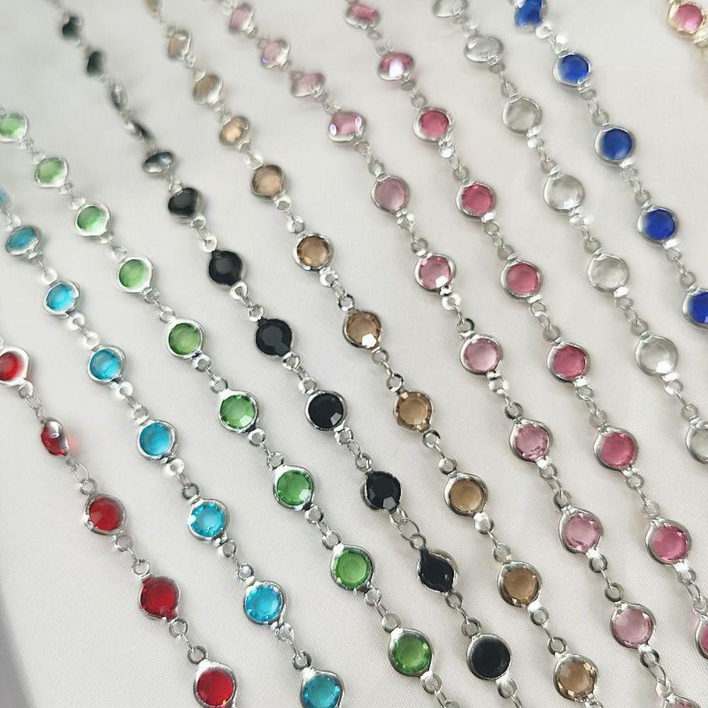 Shiny Necklace Chain Crystal Beads Beaded Making 1Meter Crystal Beads Chains