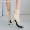 Женские ботильоны с острым носком, модные кожаные туфли на высоком каблуке 2025 года, тренд зимы, новый бренд, элегантные туфли-лодочки, дизайнерские Botas De Mujer